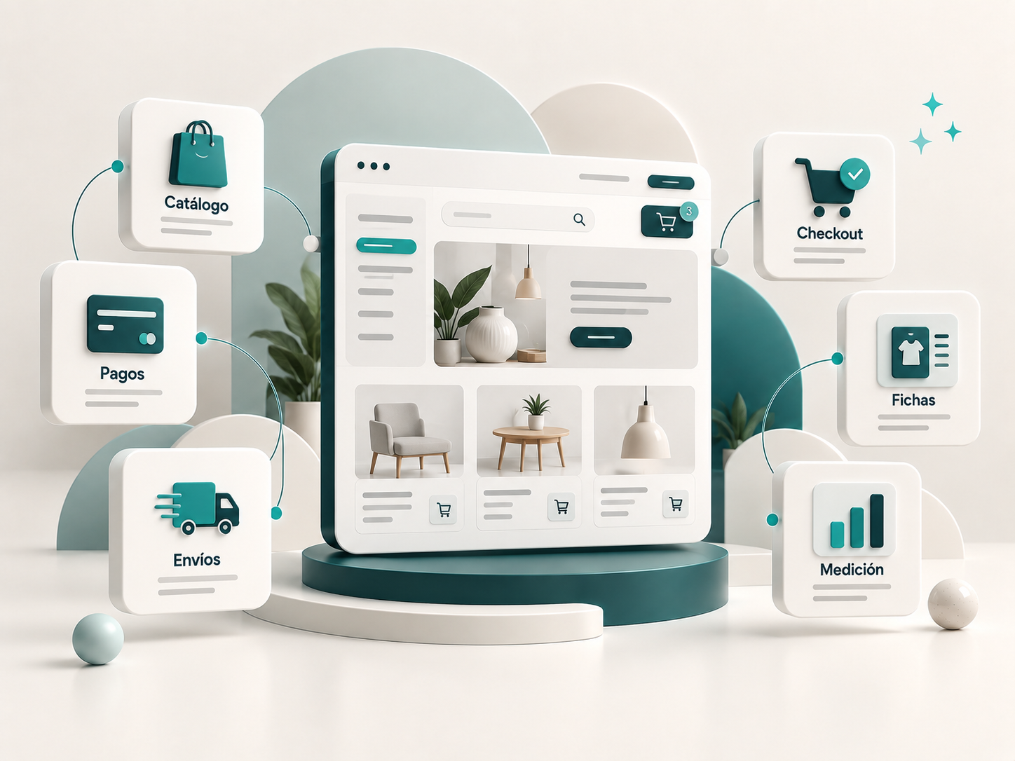 Elementos incluidos al crear una tienda online: catálogo, fichas de producto, pagos, envíos y medición