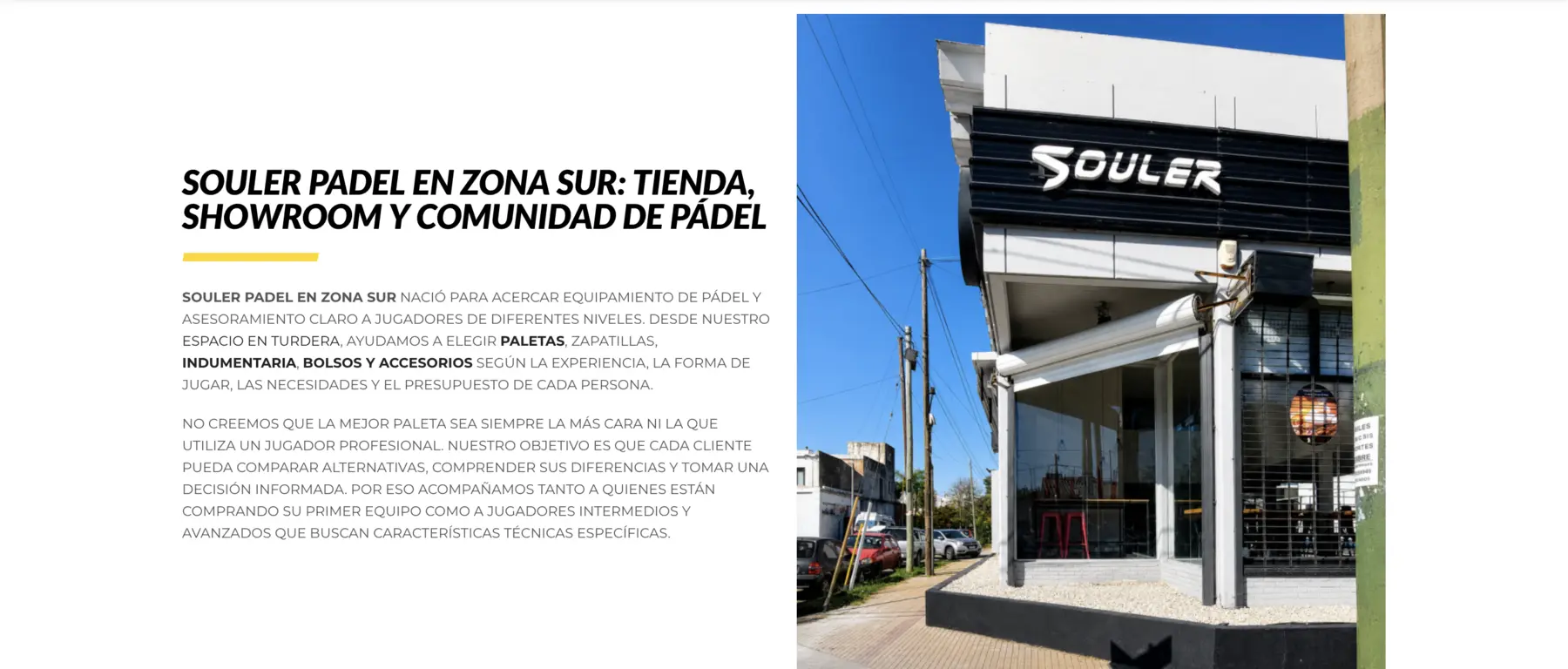 Local físico de Souler Padel