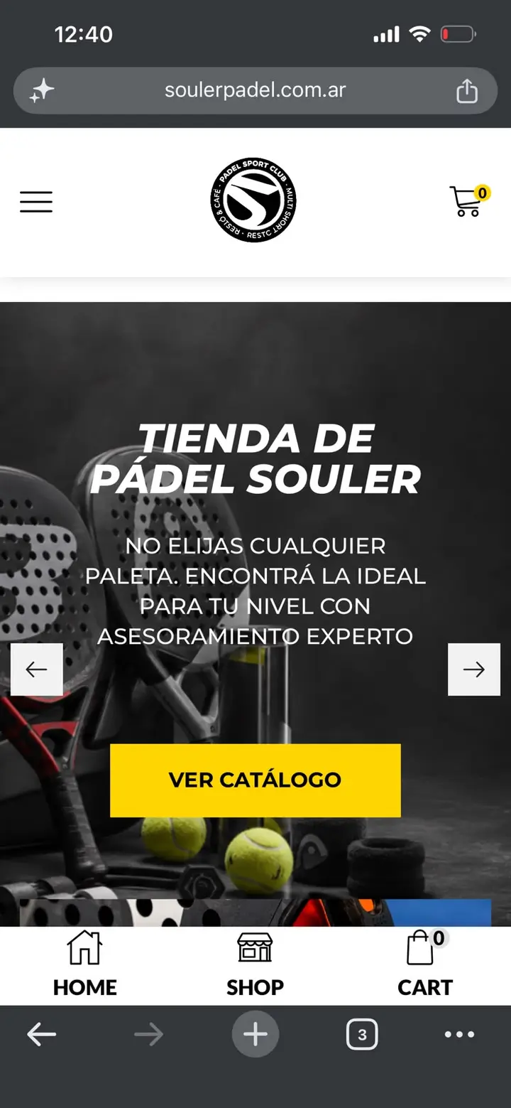 Versión móvil de Souler Padel
